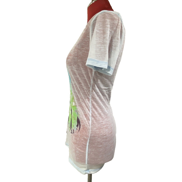 Disney Little Mermaid Slub Tee Shirt Top Size S Ariel Blue Green Short Sleeves - Picture 7 of 10